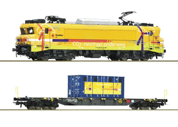 ROCO 7510117 - Electric locomotive 1756 with container carrier wagon, Strukton Rail