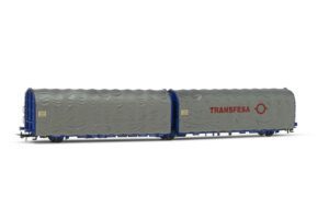ELECTROTREN HE6043 - TRANSFESA, 3-axle articulated tarpaulin wagon type Lails 24 87 420 7 022-5 large logo, ep. IV-V