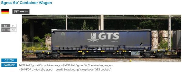 SUDEXPRESS S4565552 Sgnss 60‘ Container Wagon MFDRAIL