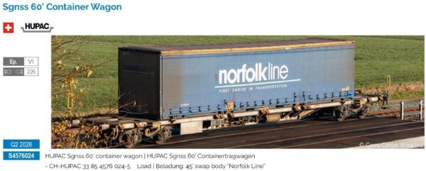 SUDEXPRESS S4576024 Sgnss 60‘ Container Wagon HUPAC