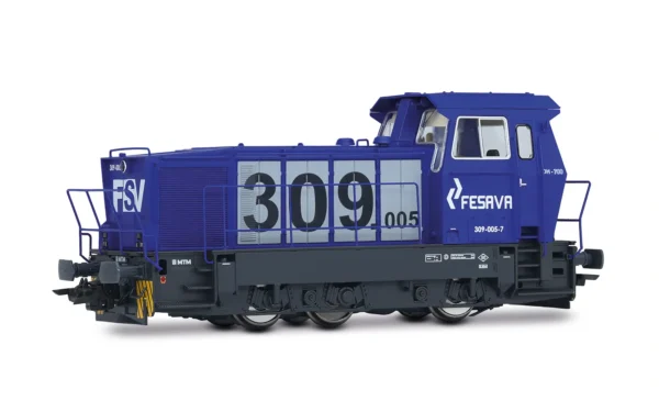ELECTROTREN HE2028 - FESAVA, diesel shunting locomotive class 309, blue/grey livery, ep. VI