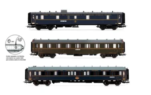 ELECTROTREN HE4027 - CIWL, 3-unit pack "Sud-expreso", set 1/2 (DD3 + AA 5000 green with stripes and bellows + WL), ep. III-IV