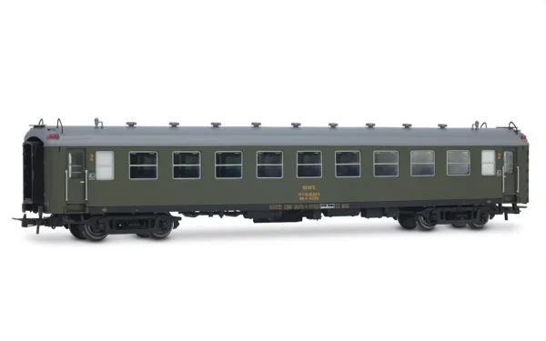 ELECTROTREN HE4038 - RENFE, 2-unit set of 5000 coaches, consisting of 2 x BB4 2nd class, with old bellows, in olive green livery, ep. IV
