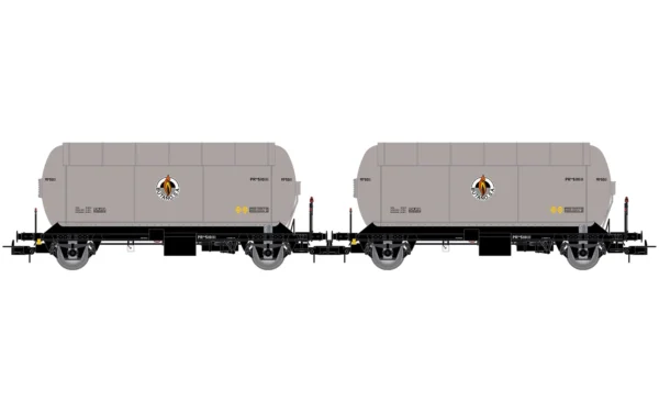 ELECTROTREN HE6073 - RENFE, 2-unit pack, PR gas tank wagons, "Butano S.A." silver-black, ep. III