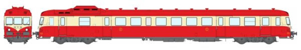 REE MB-231S - Railcar X 2900 Jupé, 1st class, Red 605 and Cream 407, Red roof, TOULOUSE