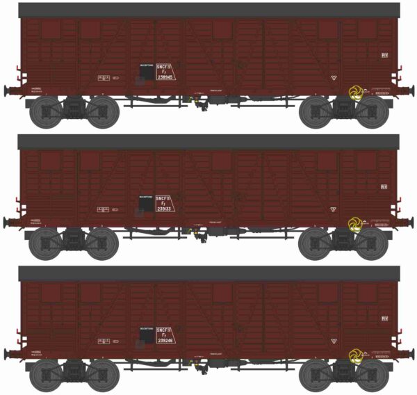 REE WB-910 - Set of 3 COVERED TP Wagons for PRIMEURS 4 PORTES