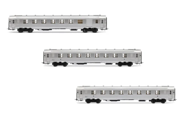JOUEF HJ4175 - 3-unit pack short DEV Inox coaches (2 x B8myfi 2nd cl. + A6Dzmyi luggage)
