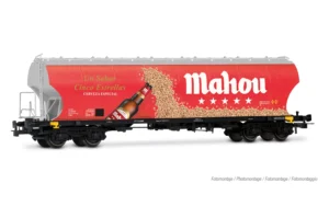 ELECTROTREN HE6090 - 4-axle round sided cereal hopper wagon, "Mahou" livery
