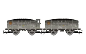 ELECTROTREN HE6094 - 2-unit pack of 2-axle open wagons, loaded with coal, grey-black livery