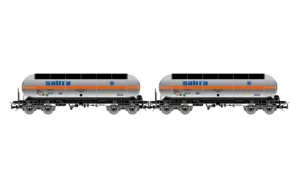 ELECTROTREN HE6098 - 2-unit pack of carbon dioxide tank wagon, "Saltra" silver livery