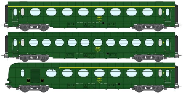 VB-499 REE VB-499 - Set of 3 Voitures Allégées , vert 301, SNCF