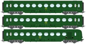 VB-500 REE VB-500 - Set of 3 Voitures Allégées , vert 301, SNCF