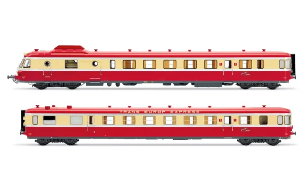 hj2461 JOUEF HJ2461S - Diesel railcar RGP I with trailer in red/beige TEE livery